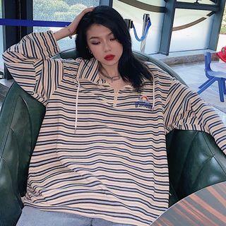 Couple Matching Half-zip Striped Hoodie