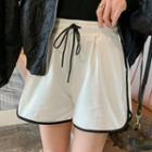 Drawstring Contrast Trim Sports Shorts