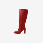 Block-heel Faux-leather Long Boots