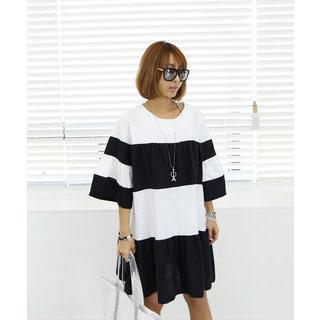 Bell-sleeve Color-block Dress