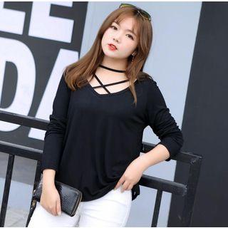 Long-sleeve Cross-strap Top