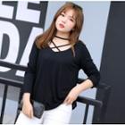 Long-sleeve Cross-strap Top