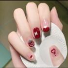 Strawberry Heart Faux Nail Tips X52 - Light Pink & Red - One Size