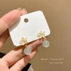 Flower Faux Cat Eye Stone Faux Cat Eye Stone Dangle Earring 1 Pair - E5133 - White & Beige - One Size
