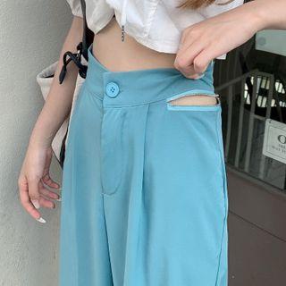 High-waist Zip-up Wide Leg Dress Pants
