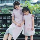 Family Matching Print Short Sleeve Qipao