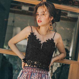 Spaghetti Strap Crochet Lace Crop Top