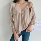 Set: 3/4-sleeve Caridgan + Shirred Camiosole Top