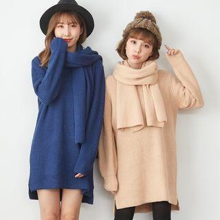 Long Sweater With Scarf