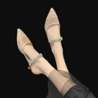 Pointy-toe Mesh Rhinestone Stiletto Heel Sandals