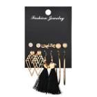 Set Of 6 -pairs: Earring Gold - One Size