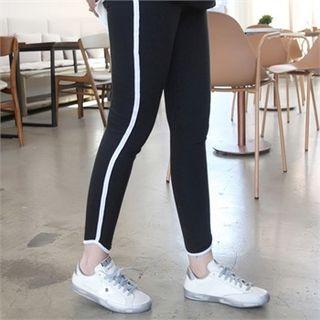 Faux-fur Lined Pipe-trim Leggings