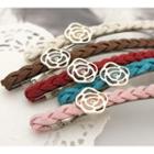Alloy Rose Braided Faux Leather Hair Clip