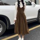 Long-sleeve Lace Top / Corduroy Dress