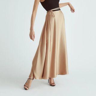 Satin Tie-front Dress