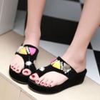 Embellished Toe Loop Platform Sandals