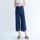 Slit-front Cropped Straight-leg Jeans