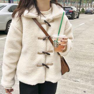 Collared Toggle Fleece Jacket White - One Size