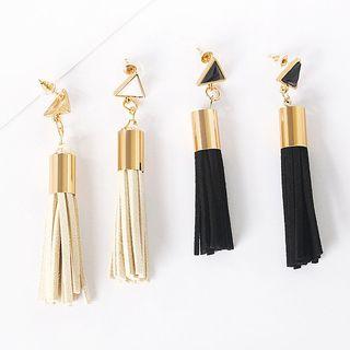 Alloy Leather Tassel Dangle Earring