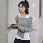 Set: Long-sleeve Slit T-shirt + Tank Top