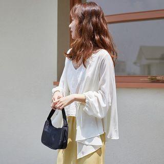 Irregular Hem Open Front Light Jacket