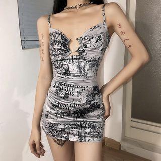 Strappy Print Sheath Dress