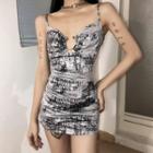 Strappy Print Sheath Dress