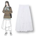 Asymmetric Hem Midi A-line Skirt Skirt - White - One Size