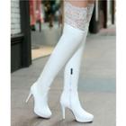 Lace Panel High Heel Over-the-knee Boots