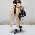 Stripe Panel-back Trench Coat With Belt Beige - One Size