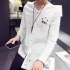 Button Down V-neck Long-sleeve Top