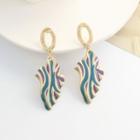 Asymmetrical Color Block Drop Earring / Clip-on Earring