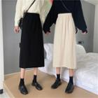 Elastic-waist Split A-line Skirt
