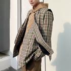 V-neck Plaid Single-breasted Blazer