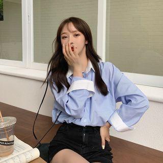 Long Sleeve Two Tone Striped Shirt