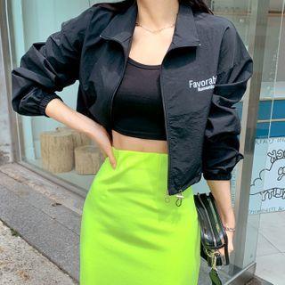 Neon Letter Cropped Windbreaker