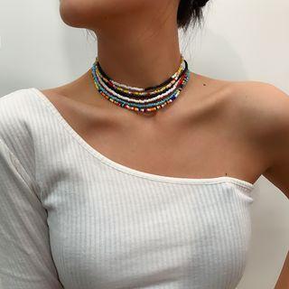 Set: Bead Choker 0904 - Mixed Color - One Size