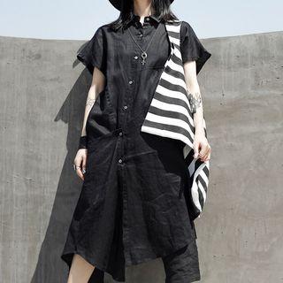 Irregular Hem Short-sleeve Shirtdress