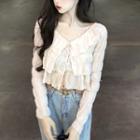 Long-sleeve Ruffle Slim-fit Blouse