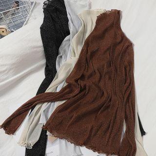 Glitter Lettuce Edge Long-sleeve Top