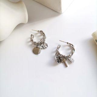 Chain Hoop Earring 1 Pair - S925 Silver - Silver - One Size