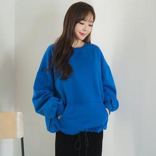Brushed Fleece Lined Drawstring-hem Sweatshirt