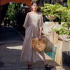 Open Back Elbow-sleeve Jumpsuit