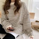 Drop-shoulder Stripe Sweatshirt Black - One Size