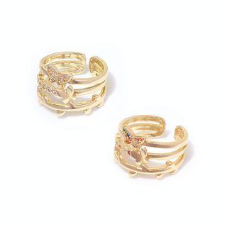 Butterfly Rhinestone Layered Alloy Open Ring