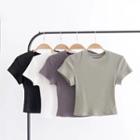Round-neck Short-sleeve Cropped Top