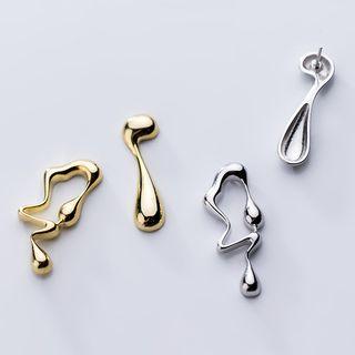 Non-matching 925 Sterling Silver Irregular Drop Earring