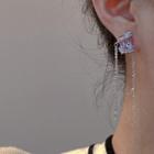 Rhinestone Alloy Fringed Cuff Earring 1 Pair - Silver & Purple - One Size