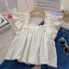 Square Neck Embroidered Tank Top Almond - One Size