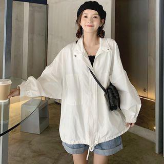 Drawstring Zip Jacket White - One Size